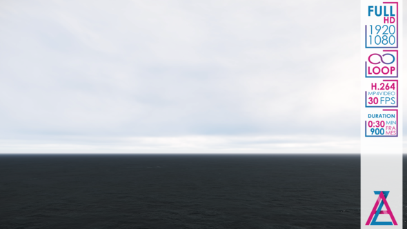 Bright White Cumulus Clouds over the Dark Blue Ocean alt