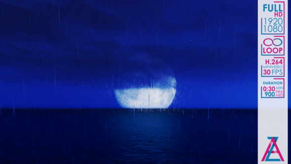 Great Moon At Night on the Dark Ocean and the Blue Sky alt