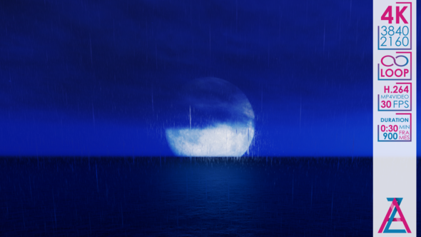 The Great Moon At Night on the Dark Ocean and the Blue Sky alt