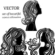 Set of Women Head Silhouettes with Curly Hair - GraphicRiver Item for Sale