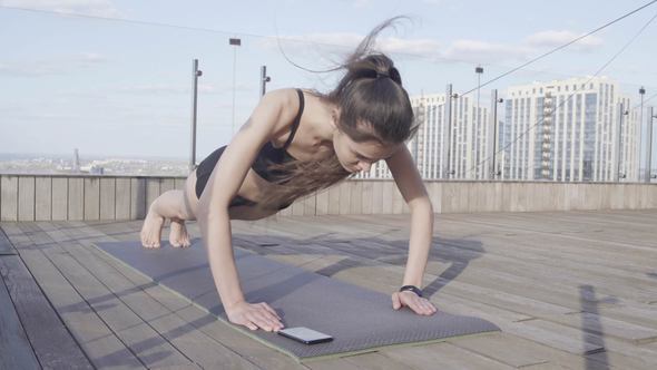Fitness Push-ups at Luxury Residential Terrace