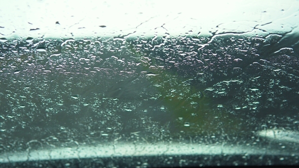 The Raindrops on the Windshield of the Car