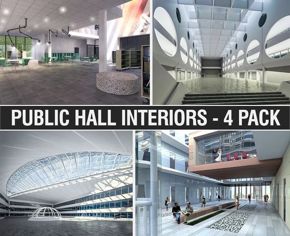 Public Hall Interiors Collection - 4 Pack