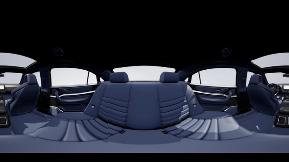 VR 360 Camera Moving Inside Detailed Car Interior alt