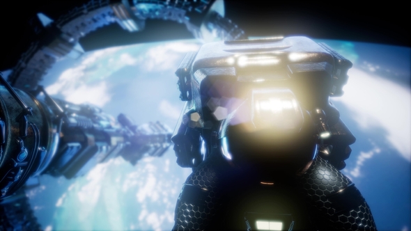 Astronaut and International Space Station alt