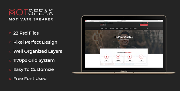 Motspeak - Motivational Speaker & Advisor PSD Template