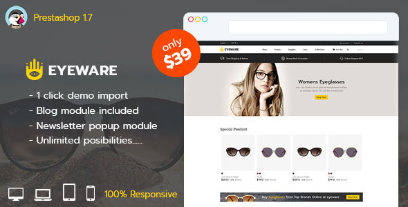 Eyeware Fashion - Responsive Prestashop 1.7 Theme