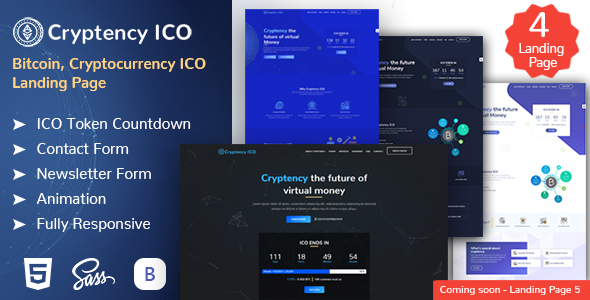 Cryptency ICO - Cryptocurrency and Bitcoin responsive landing page template