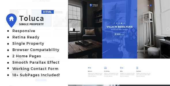 Toluca: Single Property Real Estate HTML Template