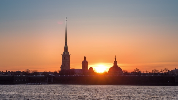 Peter and Paul Fortress Sunset. Saint-Petersburg, Russia