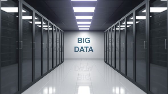 BIG DATA Caption on the Wall of a Server Room alt