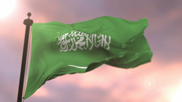 Flag of Saudi Arabia at Sunset