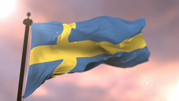 Flag of Sweden at Sunset