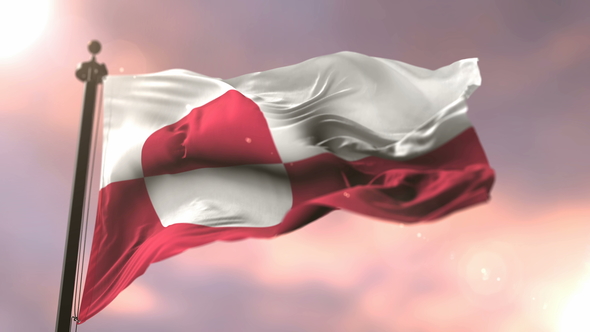 Flag of Greenland at Sunset