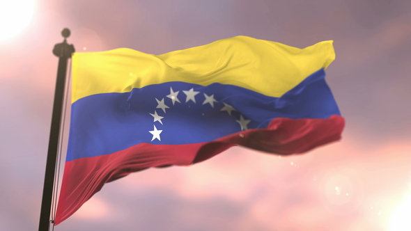 Venezuela Flag at Sunset