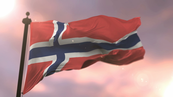 Flag of Norway at Sunset