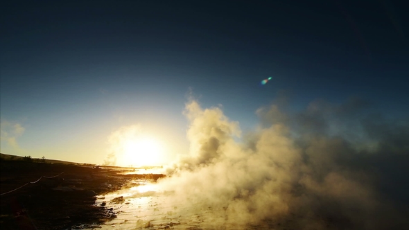 Eruption of Geyser in Iceland