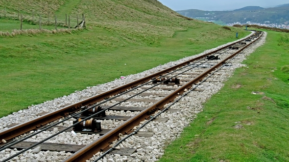 Close View of Tram Rail Tracks Showing the Cable System Which Pulls the Trams