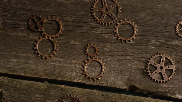 Rotating stock footage shot of antique and weathered watch faces 