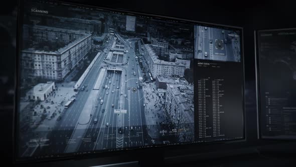 Satellite Surveillance Over Car Moving On Highway In City In Secret Program alt