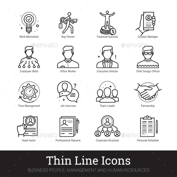 Teamwork, Management, Business People Vector Icons