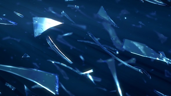 Shards Of Glass Moving On Blue Background