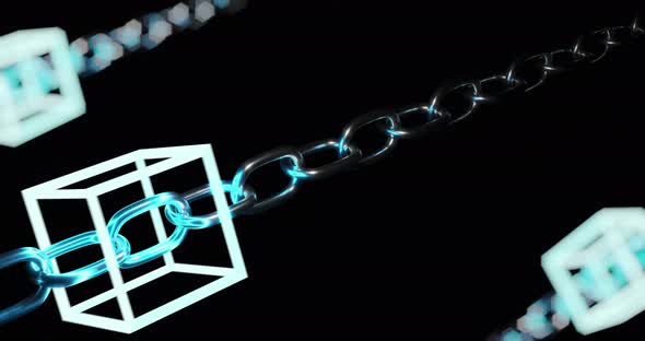 4K Block chain concept. Chains consists of network connections. cryptocurrency blockchain animation