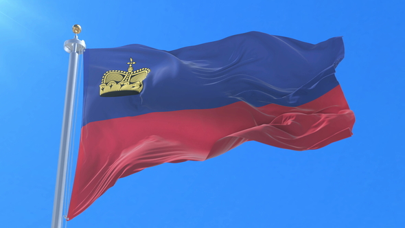Flag of Liechtenstein Waving