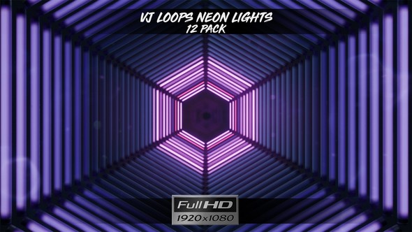VJ Loops Neon Hexagon Lights - 12 Pack alt