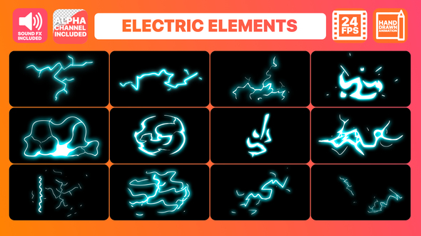 Hand Drawn Electric Elements Pack | Motion Graphics Pack alt