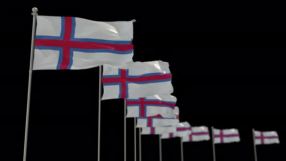Faroe Island Row Of Flags Animation Include Alpha Channel alt