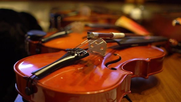 Violins in Dressing Room Before Concert