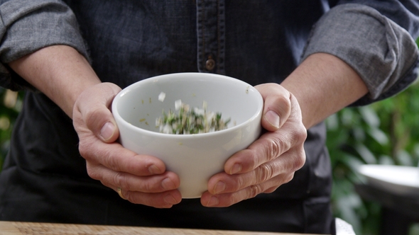 Herbs Mixing in Bowl