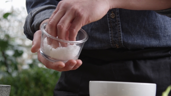 Sea Salt Into Bowl