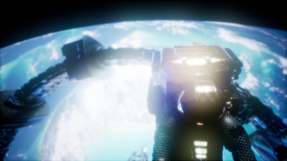 Astronaut and International Space Station alt