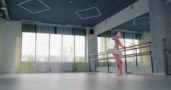 Talented Girl in Tutu Dances Ballet in Studio