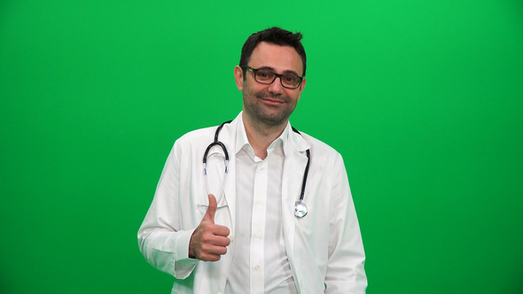 Doctor Gesturing OK Sign on Green Screen