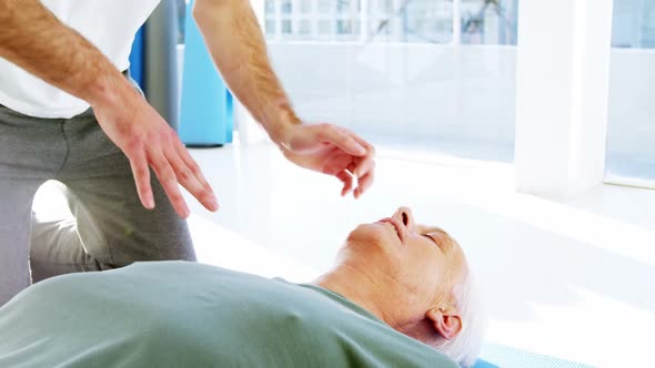 Male paramedic during cardiopulmonary resuscitation