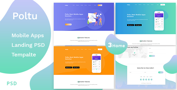 Poltu - Mobile App Landing PSD Template