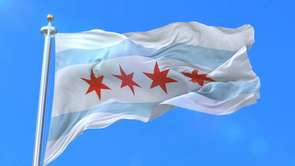 Flag of Chicago City of United States of America