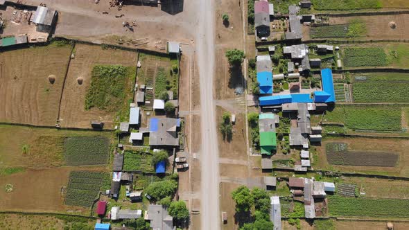 Russian Village Tyulyuk in the Southern Urals. Drone Video.