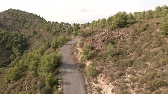 Aerial Fly Up Shot of a Spanish Scenery