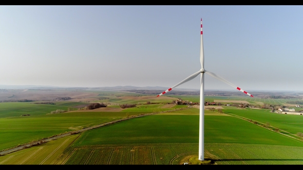 Aerial Wiev of Windmills Farm. Power Energy Production