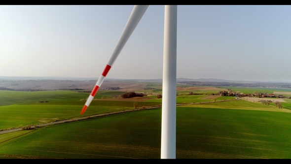 Aerial Wiev of Windmills Farm. Power Energy Production