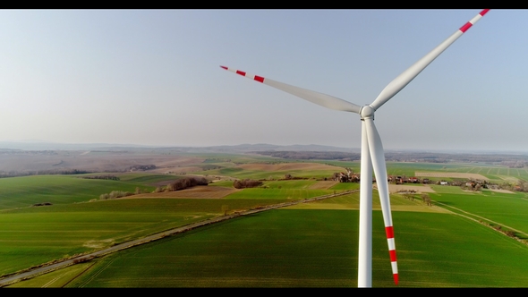 Aerial Wiev of Windmills Farm. Power Energy Production