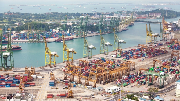 Day Traffic in Container Terminal of Singapore