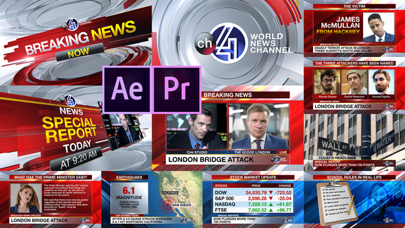 4ch Breaking News Mega Pack | Premiere Pro & After Effects