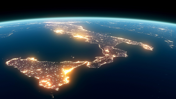 4K Earth Night Close Up High Detail Italy