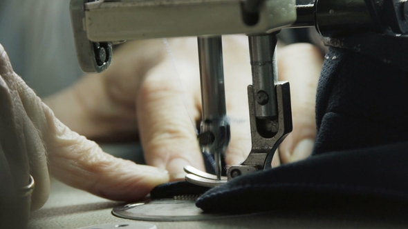 Slowly Process of Stitching a Jacket with Sewing Machine