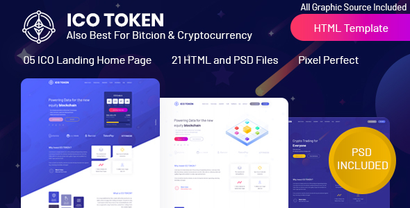 ICO TOKEN - Bitcoin & Cryptocurrency Landing Page HTML Template